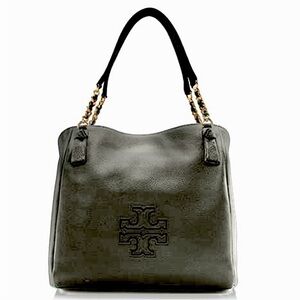 Tory Burch- Harper Tote Bag in Black Pebble Leather with Gold-Tone Hardware